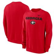 Georgia Nike Primary Stack Club Fleece Crew